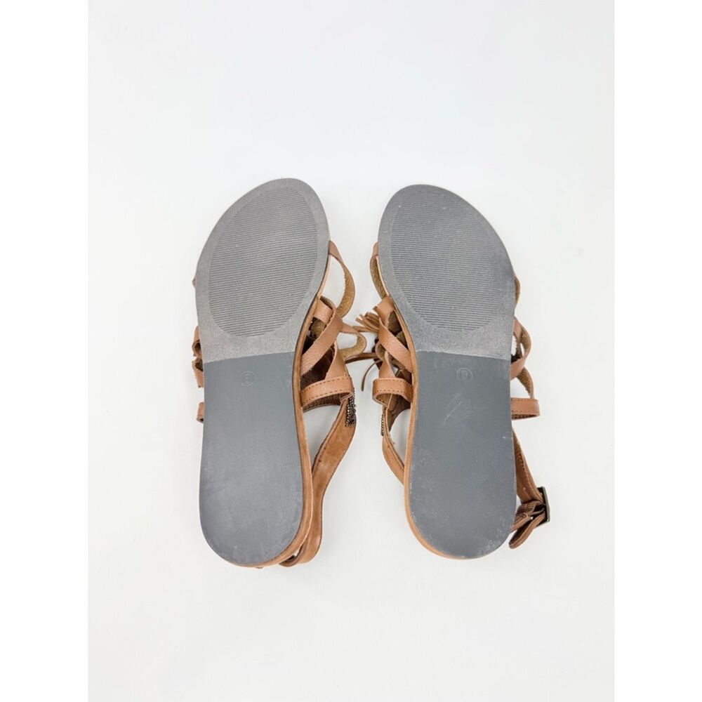 Dolce By MojoMoxy SUBIRA Brown Faux Leather Tassel Bead Slingback Tribal Sandals - Picture 12 of 16